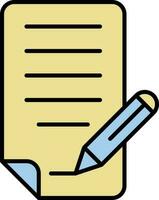 Edit Document Icon In Yellow And Blue Color. vector