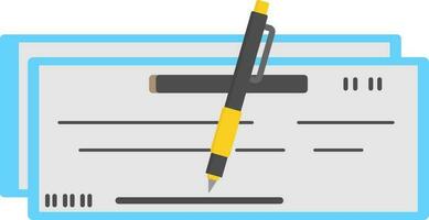 Signing Cheque Book Flat Vector. vector