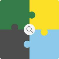 Search Puzzle Colorful Icon In Flat Style. vector