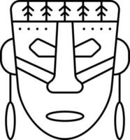 Aztec Or Bohemian Face Mask Icon In Line Art. vector