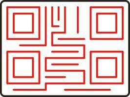 Red Qr Code Icon In Lineal Style. vector