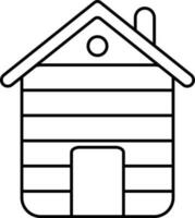 Wooden House Icon In Black Line art. vector