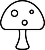 Black Linear Style Mushroom Icon Or Symbol. vector