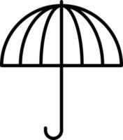 Open Umbrella Icon In Black Outline. vector