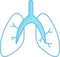 Flat Lungs Icon In Blue And White Color. vector