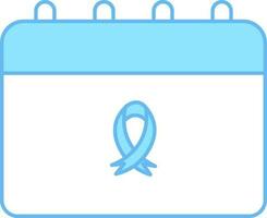 Awareness Ribbon With Calendar Blue And White Icon. vector