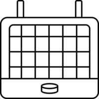 Puck In Hockey Net Black Stroke Icon. vector