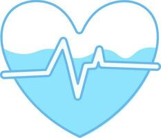 Blue And White Illustration Of Heartbeat Pulse Icon. vector
