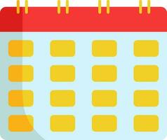 Flat Style Calendar Yellow And Red Icon. vector