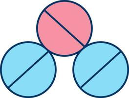 Red And Blue Round Tablets Flat Icon. vector