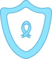 Awareness Ribbon With Shield Icon In Blue Color. vector