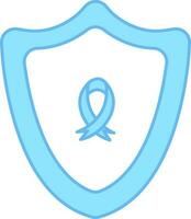 Awareness Ribbon With Shield Icon In Blue Color. vector