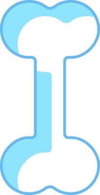 Flat Style Bone Icon In Blue And White Color.