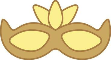 Feather Mask Yellow And Brown Icon In Flat Style. vector