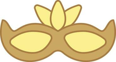 Feather Mask Yellow And Brown Icon In Flat Style. vector