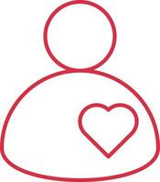Human Heart Icon In Red Line Art. vector