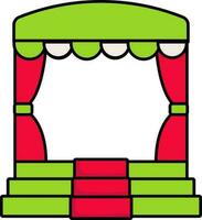 Decorative Stage Icon In Red And Green Color. vector