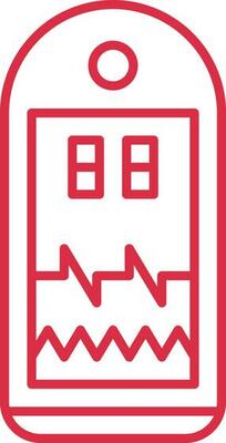 Pulse Oximeter Icon In Red Line Art.