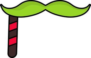 verde Bigote palo icono en plano estilo. vector