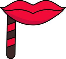 Red Lip Mask Stick Icon In Flat Style. vector