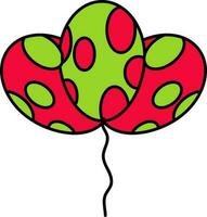 Three Polka Balloons Bunch Icon In Red And Green Color. vector