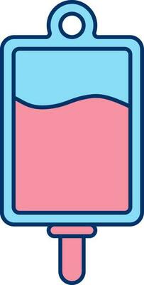 Red And Blue IV Bag Icon In Flat Style.