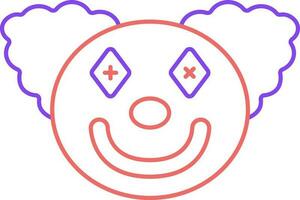 Purple And Red Stroke Illustration Clown Face Icon. vector