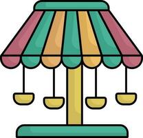 Flat Illustration of Colorful Carousel Swing Icon. vector