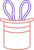 Magic Trick Bunny Hat Red And Purple Linear Icon. vector