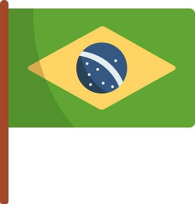 Brazil Flag Icon In Flat Style.