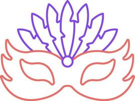 Feather Masquerade Mask Red And Purple Stroke Icon. vector
