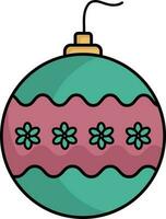 Flower Print String Bauble Icon In Teal And Pink Color. vector