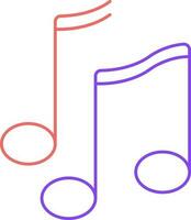 Red And Purple Quaver Music Notes Thin Line Icon. vector