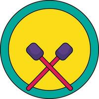Top View Of Drum With Sticks Flat Icon. vector
