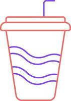 Red And Purple Straw In Drink Glass Outline Icon. vector