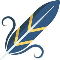 Isolated Feather Icon In Blue And Yellow Color. vector