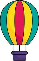 Flat Style Colorful Hot Air Balloon Icon. vector