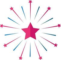 Pink And Blue Firework Icon In Flat Style. vector