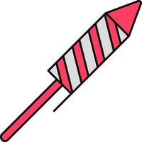 Pink And Grey Fireworks Rocket Flat Icon. vector