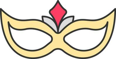 Yellow Party Mask Icon In Flat Style. vector