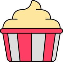 Flat Style Cup Cake Icon In Tricolor. vector