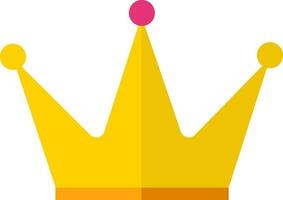 Isolated Yellow Crown Icon In Flat Style. vector