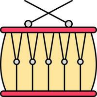 Pink And Yellow Snare Drum With Cross Stick Flat Icon. vector