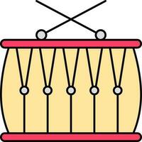 Pink And Yellow Snare Drum With Cross Stick Flat Icon. vector