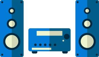 Flat Home Theater Icon In Blue And Yellow Color. vector
