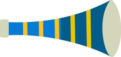 Blue And Yellow Vuvuzela Icon In Flat Style. vector