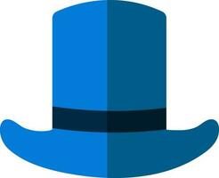 Flat Illustration Of Blue Top Hat Icon. vector