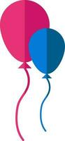 Pink And Blue Balloons Icon In Flat Style. vector