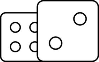 Dice Game Icon Or Symbol In Black Line Art. vector