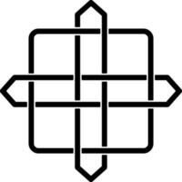 Square Overlapping Cross Celtic Icon In Stroke Style. vector
